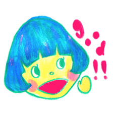 Mushroom cut and bob hair, color sticker #8678604