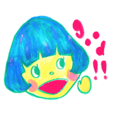 Mushroom cut and bob hair, color sticker #8678604