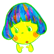 Mushroom cut and bob hair, color sticker #8678607