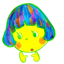 Mushroom cut and bob hair, color sticker #8678607