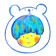 Mushroom cut and bob hair, color sticker #8678609