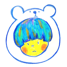 Mushroom cut and bob hair, color sticker #8678609