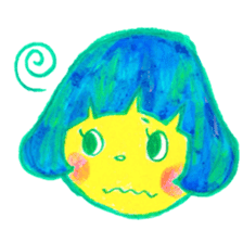 Mushroom cut and bob hair, color sticker #8678619