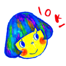 Mushroom cut and bob hair, color sticker #8678621