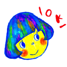 Mushroom cut and bob hair, color sticker #8678621