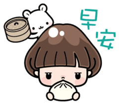 Funny girl with lovely white bear sticker #8697642