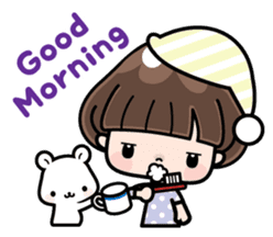 Funny girl with lovely white bear sticker #8697643