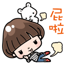 Funny girl with lovely white bear sticker #8697651