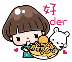 Funny girl with lovely white bear sticker #8697653