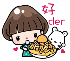 Funny girl with lovely white bear sticker #8697653