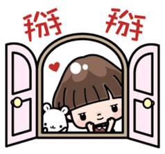 Funny girl with lovely white bear sticker #8697657
