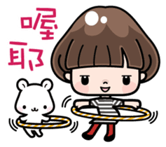 Funny girl with lovely white bear sticker #8697658