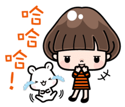Funny girl with lovely white bear sticker #8697667