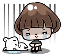 Funny girl with lovely white bear sticker #8697672