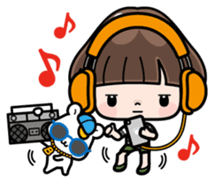 Funny girl with lovely white bear sticker #8697674