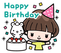 Funny girl with lovely white bear sticker #8697680