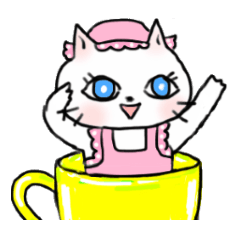 Cheerful white cat - fall and winter ver