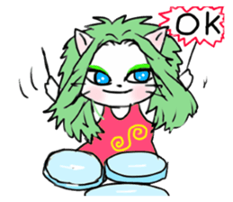 Cheerful white cat - fall and winter ver sticker #8698403