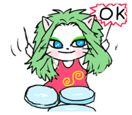 Cheerful white cat - fall and winter ver sticker #8698403