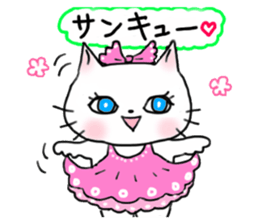 Cheerful white cat - fall and winter ver sticker #8698407