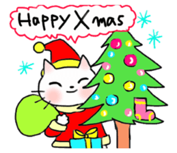 Cheerful white cat - fall and winter ver sticker #8698423