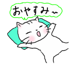 Cheerful white cat - fall and winter ver sticker #8698441