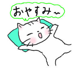 Cheerful white cat - fall and winter ver sticker #8698441