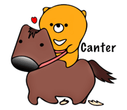 Happy black bear "ride a horse". sticker #8699337