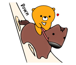 Happy black bear "ride a horse". sticker #8699341