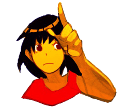 Girls pointing at stuff sticker #8710440