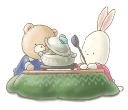 Cute bear and rabbit 4 by Torataro sticker #8710374