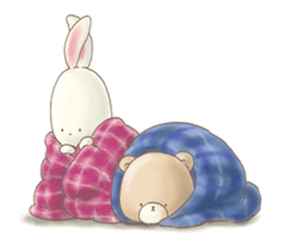 Cute bear and rabbit 4 by Torataro sticker #8710390