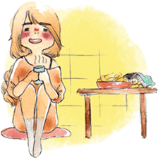 watercolor girl sticker #8710616