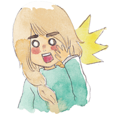 watercolor girl sticker #8710622