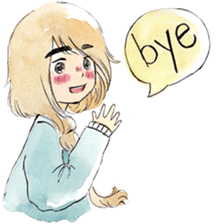 watercolor girl sticker #8710634