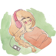 watercolor girl sticker #8710637