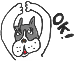 The name of the Boston terrier is Yoneko sticker #8717218