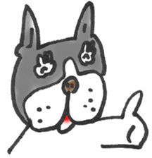 The name of the Boston terrier is Yoneko sticker #8717219