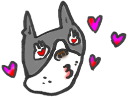 The name of the Boston terrier is Yoneko sticker #8717222