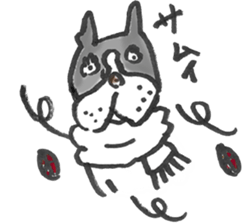 The name of the Boston terrier is Yoneko sticker #8717247