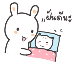 Rabbit and small cat sticker #8727009