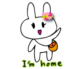 Flower bunny English version sticker #8740065
