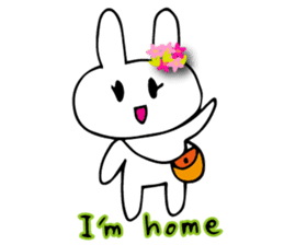 Flower bunny English version sticker #8740065