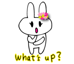 Flower bunny English version sticker #8740071