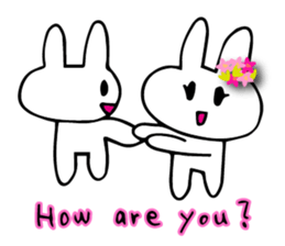 Flower bunny English version sticker #8740075