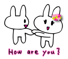 Flower bunny English version sticker #8740075