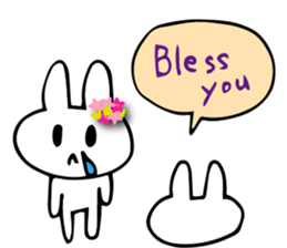 Flower bunny English version sticker #8740079