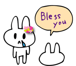 Flower bunny English version sticker #8740079