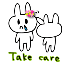Flower bunny English version sticker #8740081