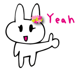 Flower bunny English version sticker #8740085